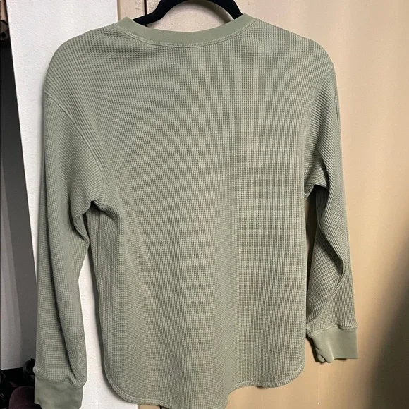 Uniqlo Green Waffle Knit Long Sleeve Top - Picture 2 of 3